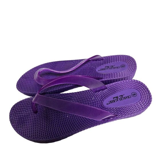 Charles Albert New York Purple Comfort Wedge Flip Flops Size 8 - Picture 2 of 6